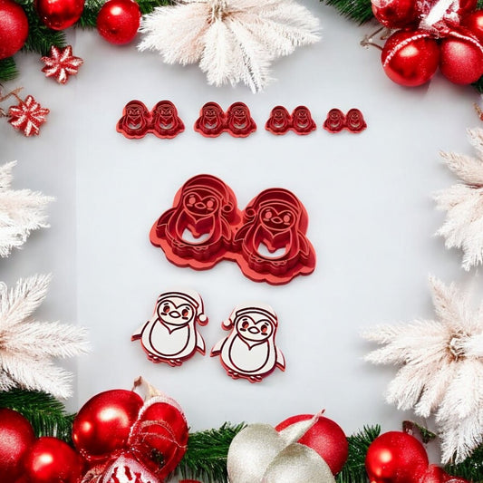 Christmas Penguin Pair Cutter with Imprint - Chickadee