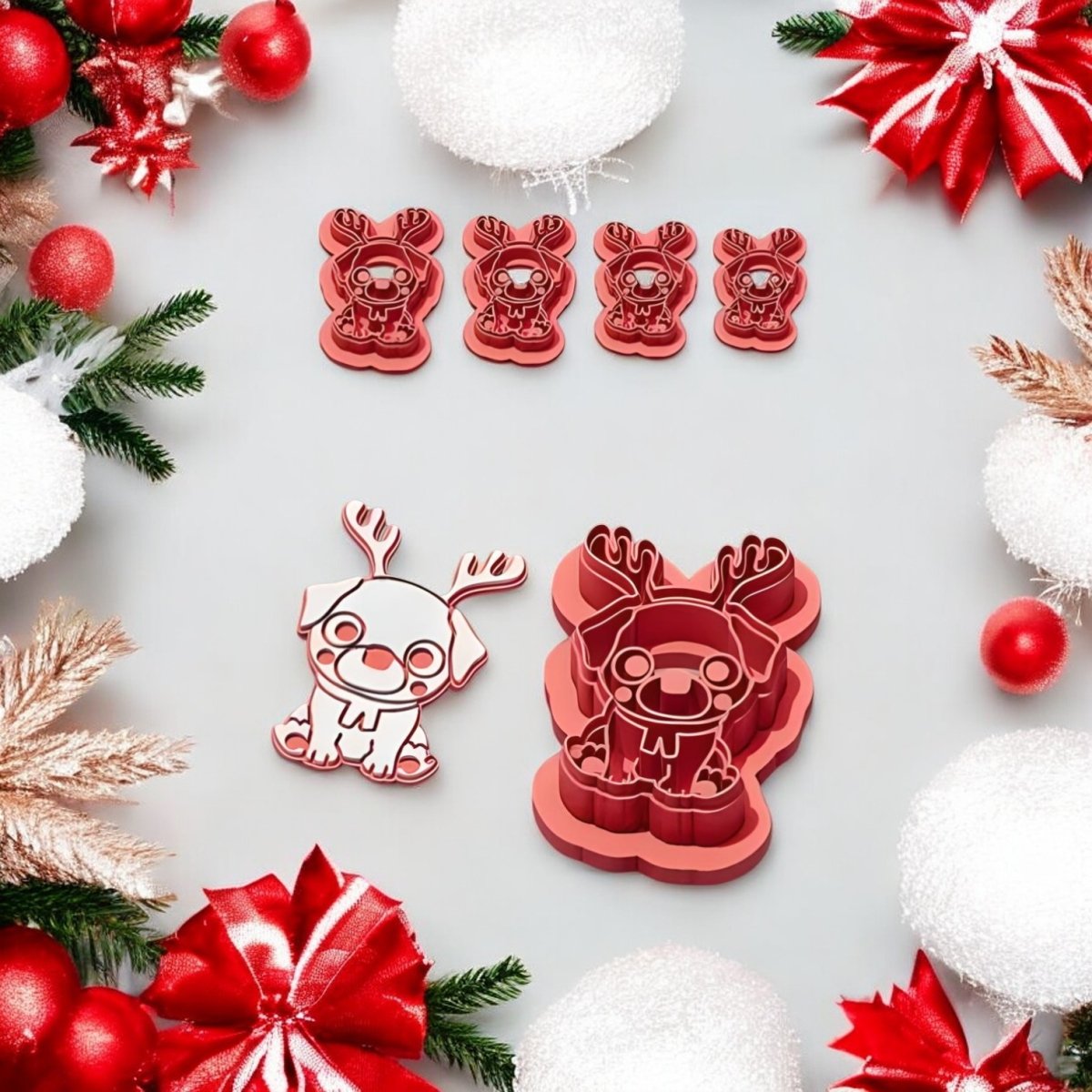 Christmas Pug Cutter with Imprint - Chickadee