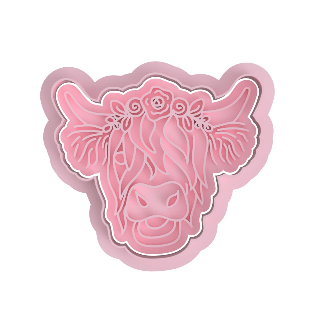 Highland Cow with Flowers Cutter and Stamp - Chickadee