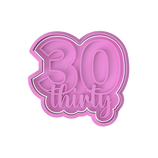 Number with Script cookie cutter and stamp (30) - Chickadee