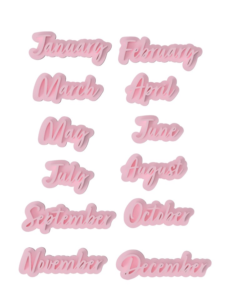 Calendar (Save the Date) Cutter & Stamp with 12 months set. - Chickadee