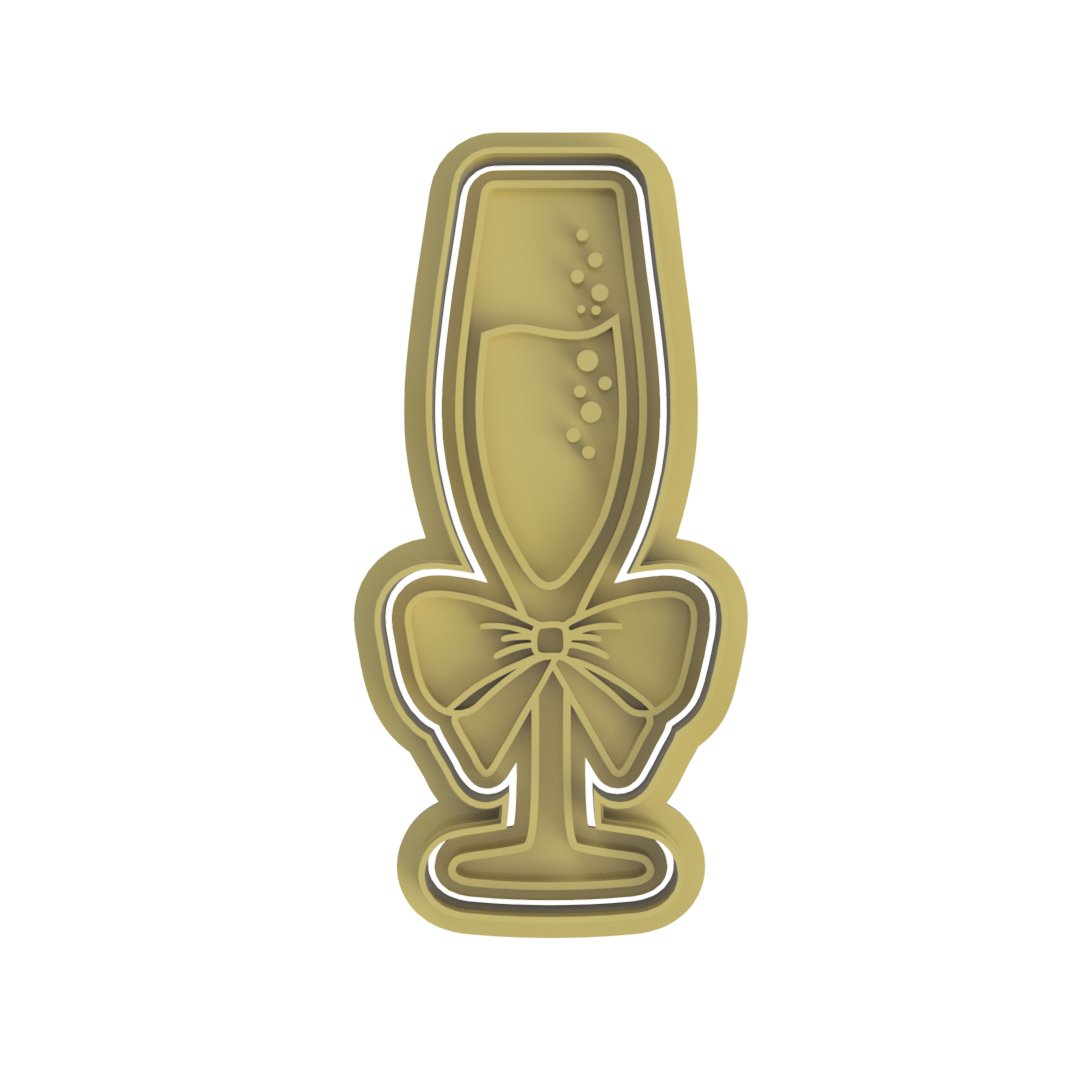 Champagne Glass V2 cutter and stamp - Chickadee