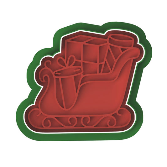 Christmas Sleigh cutter and stamp - Chickadee