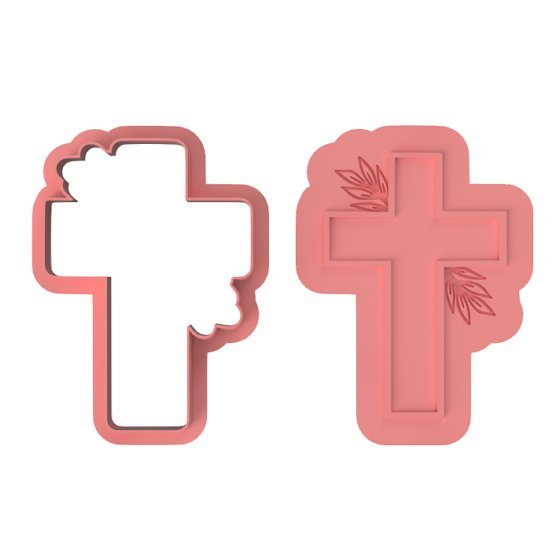 Floral Cross Cutter and stamp - Chickadee