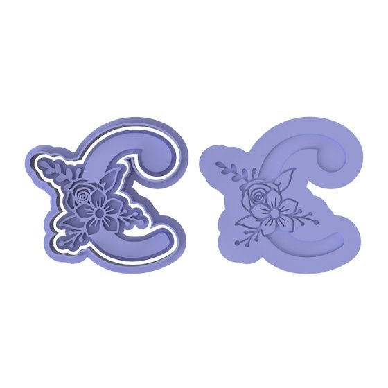 Floral Letter C - Cutters and stamp - Chickadee