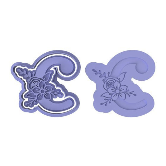 Floral Letter C - Cutters and stamp - Chickadee