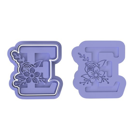 Floral Letter E - Cutters and stamp - Chickadee