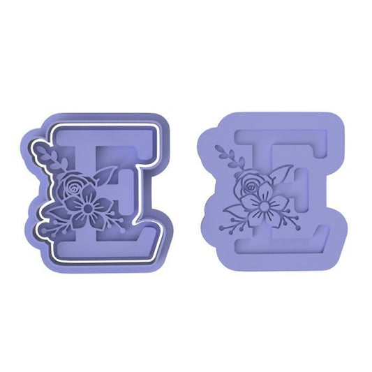 Floral Letter E - Cutters and stamp - Chickadee