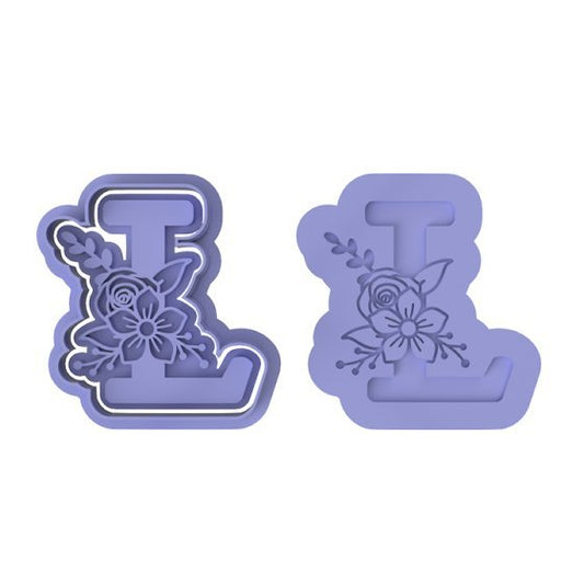 Floral Letter L - Cutters and stamp - Chickadee