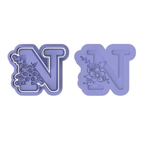 Floral Letter N - Cutters and stamp - Chickadee