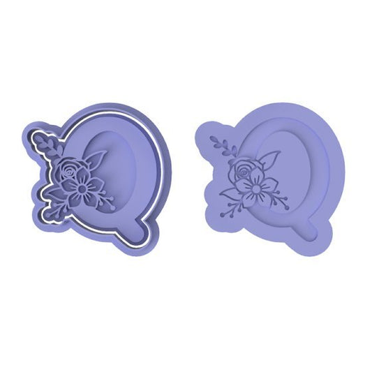 Floral Letter Q - Cutters and stamp - Chickadee