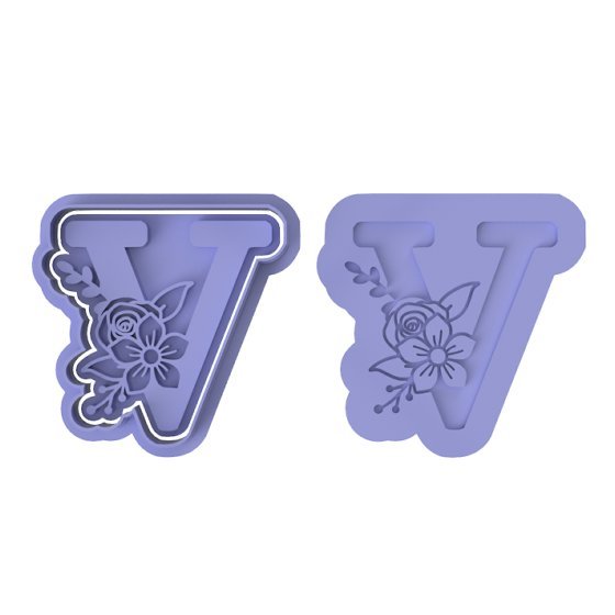 Floral Letter V - Cutters and stamp - Chickadee