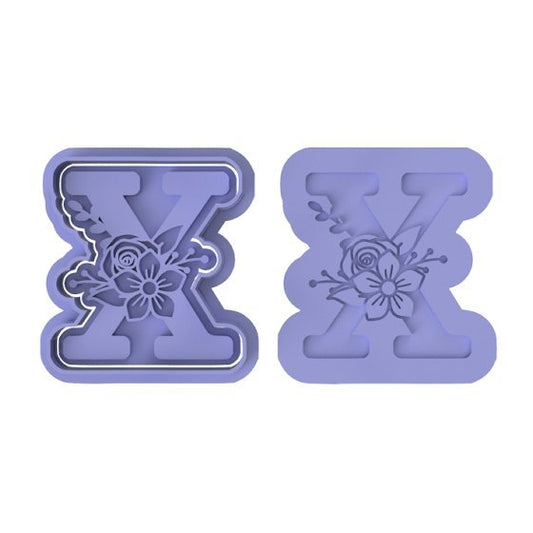 Floral Letter X - Cutters and stamp - Chickadee