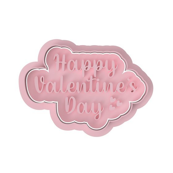 Happy Valentine's Day V1 Cutter and Embossed stamp - Chickadee