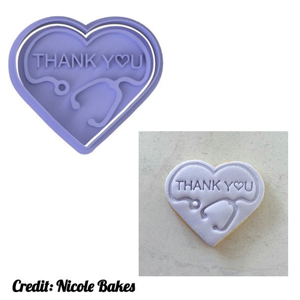 Medical Stethoscope with Thank you cutter and stamp - Chickadee