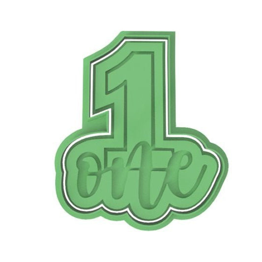 Number 1 with Script cookie cutter and stamp - Chickadee