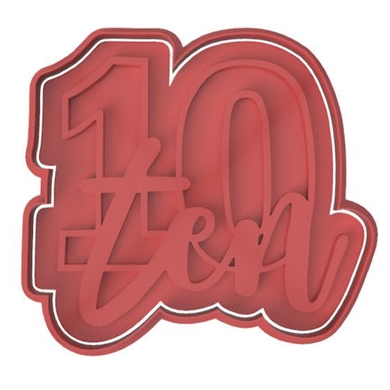 Number 10 with Script cookie cutter and stamp - Chickadee