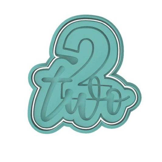 Number 2 with Script cookie cutter and stamp - Chickadee