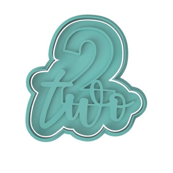Number 2 with Script cookie cutter and stamp - Chickadee