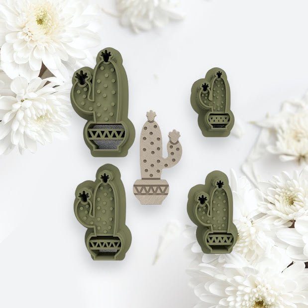 Potted Cactus Cutter with imprint - Chickadee