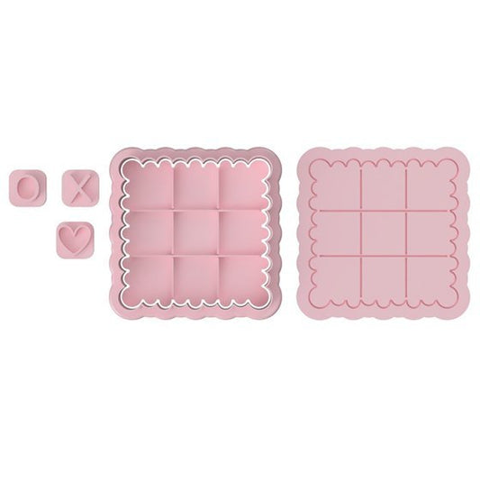 Tic Tac Toe Set of 4 Cookie Cutter and stamp - Chickadee