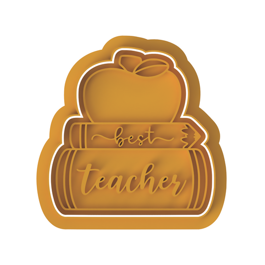 Apple Best Teacher Ever V2 cutter and stamp