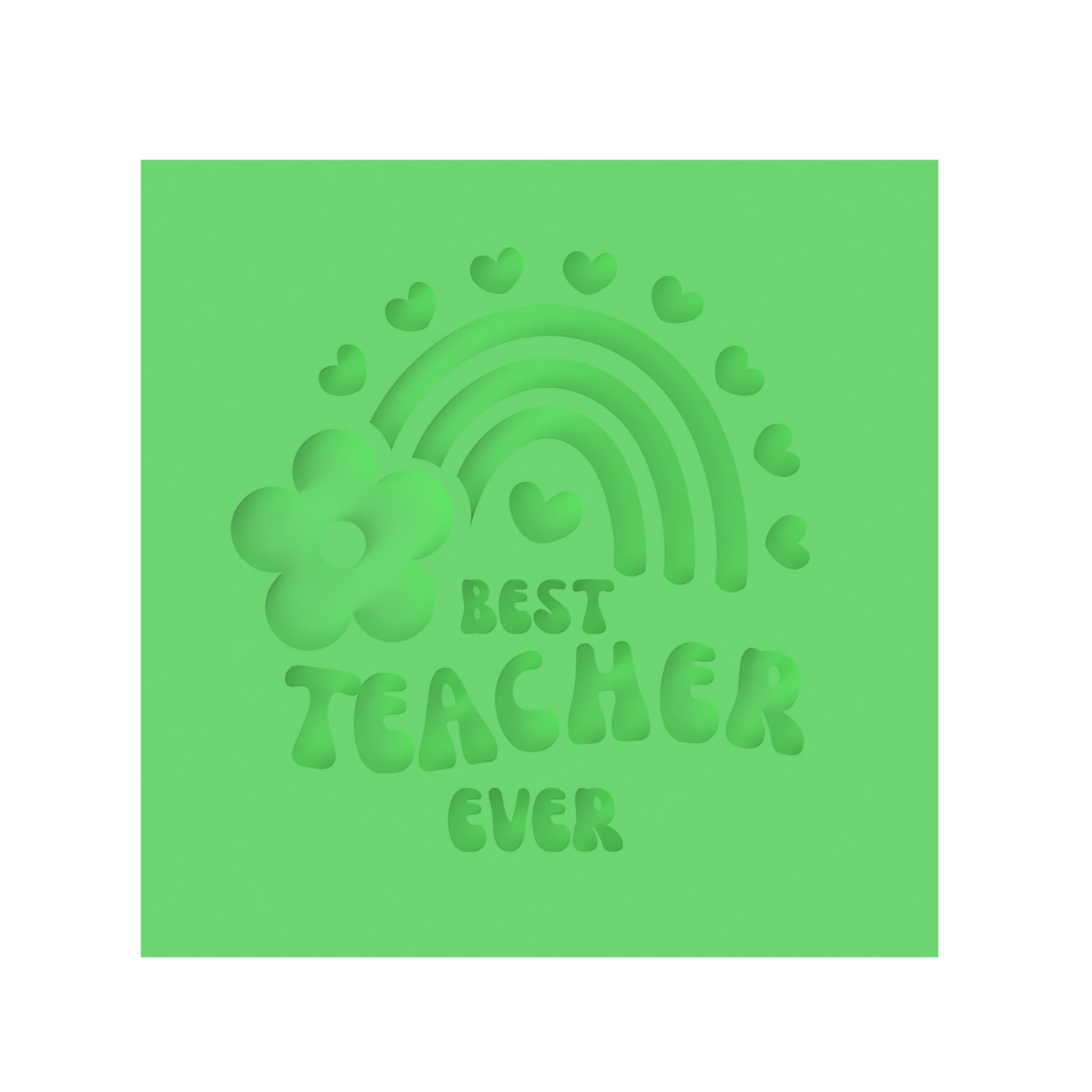 Groovy Best Teacher Ever Raised stamp