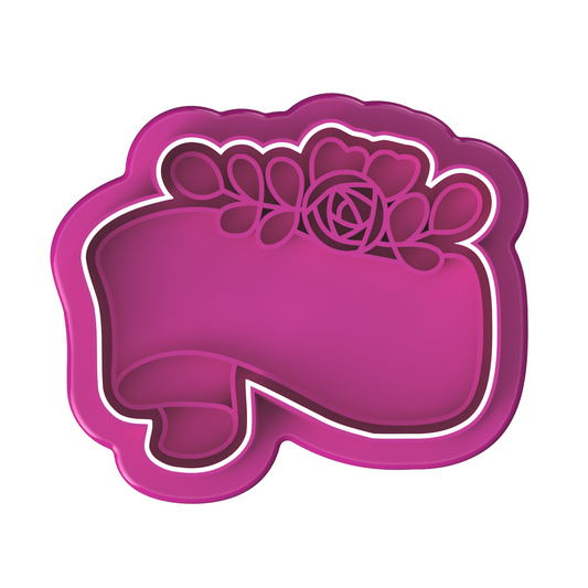 Nameboard Plaque - Rose V1 Cookie Cutter & Stamp Set