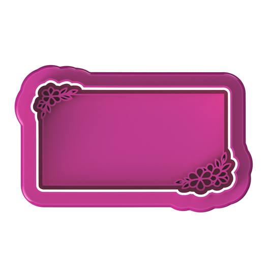 Nameboard Plaque - Floral V1 Cookie Cutter & Stamp Set