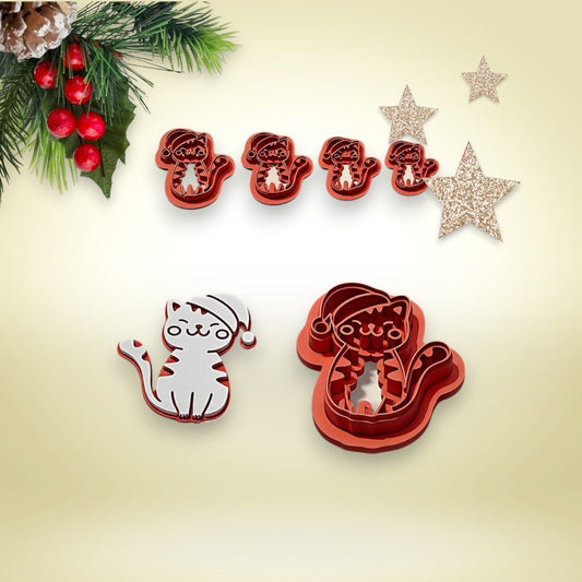 Christmas Cat Cutter with Imprint - Chickadee