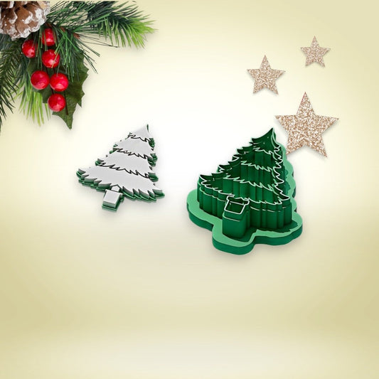 Christmas Tree V1 Cutter with Imprint - Chickadee