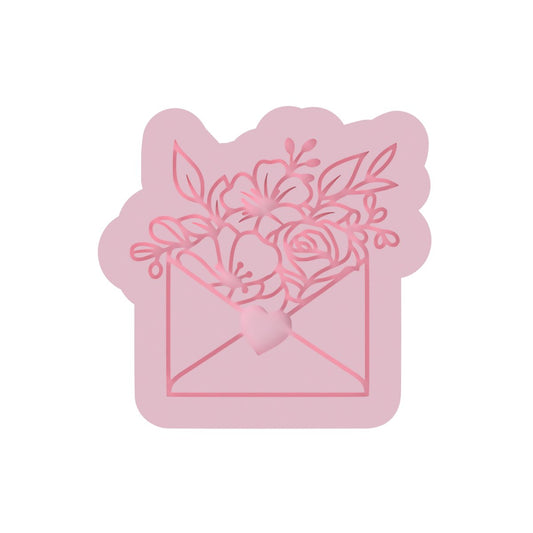 Envelope with Flowers cutter and raised stamp - Chickadee