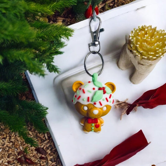 Gingerbread Bear V1 Keyring / Ornament - Chickadee