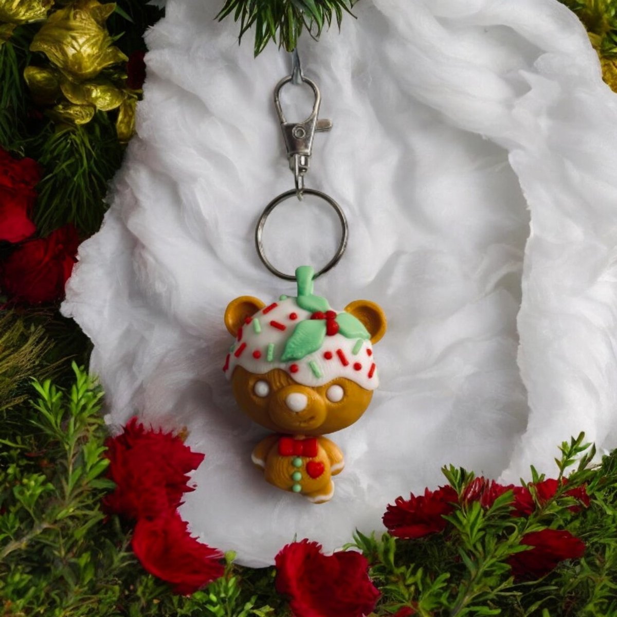 Gingerbread Bear V2 Keyring / Ornament - Chickadee