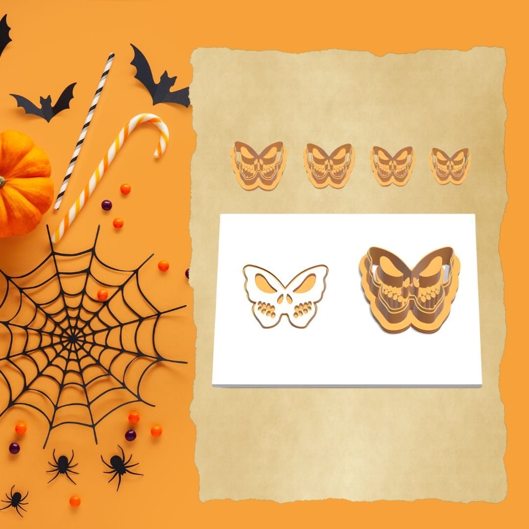 Halloween Skull Butterfly Mini Cutter with Imprint - Chickadee