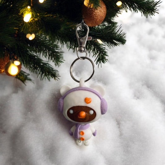 Snowman Bear Keyring / Ornament - Chickadee