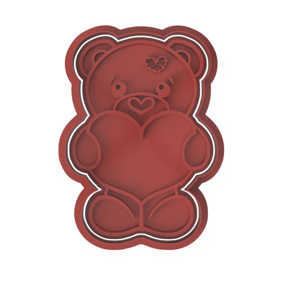 Bear Holding Heart V1 Cutter and Embossed stamp - Chickadee