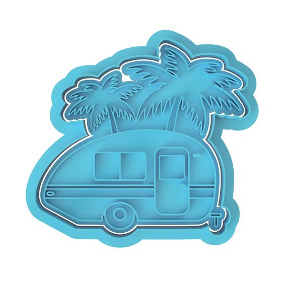 Caravan with Palm Trees cutter and stamp - Chickadee