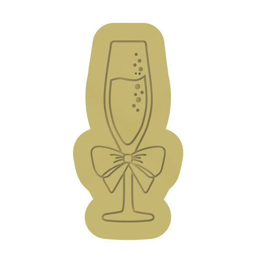 Champagne Glass V2 cutter and raised stamp - Chickadee