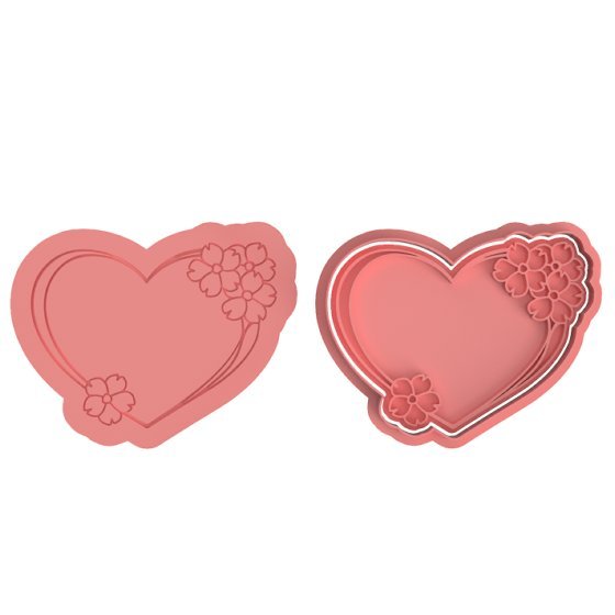Floral Heart Cutter and stamp - Chickadee