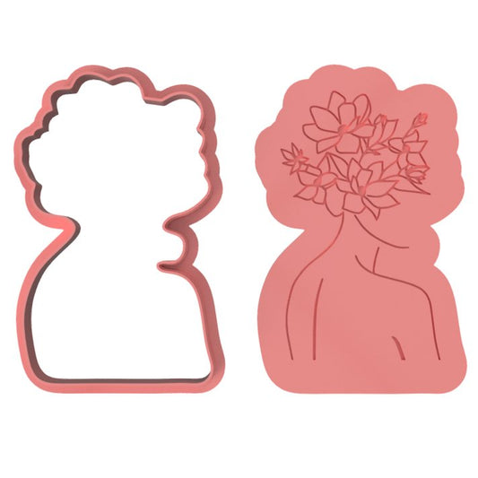 Floral Lady Cutter and Raised stamp - Chickadee