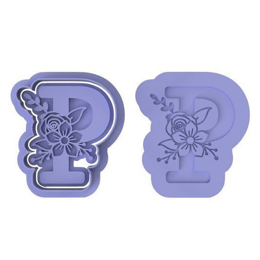 Floral Letter P - Cutters and stamp - Chickadee
