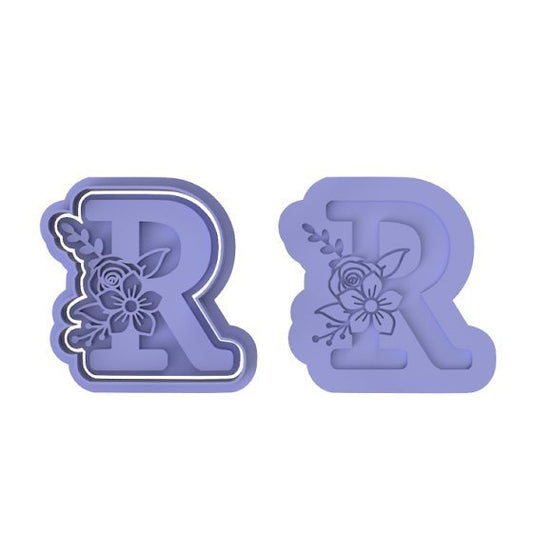 Floral Letter R - Cutters and stamp - Chickadee