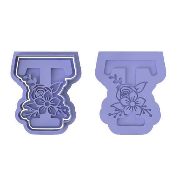 Customised T Cutter Floral Letter T - Cutters and stamp - Chickadee