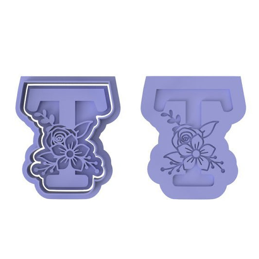Floral Letter T - Cutters and stamp - Chickadee