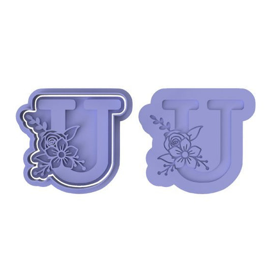 Floral Letter U - Cutters and stamp - Chickadee