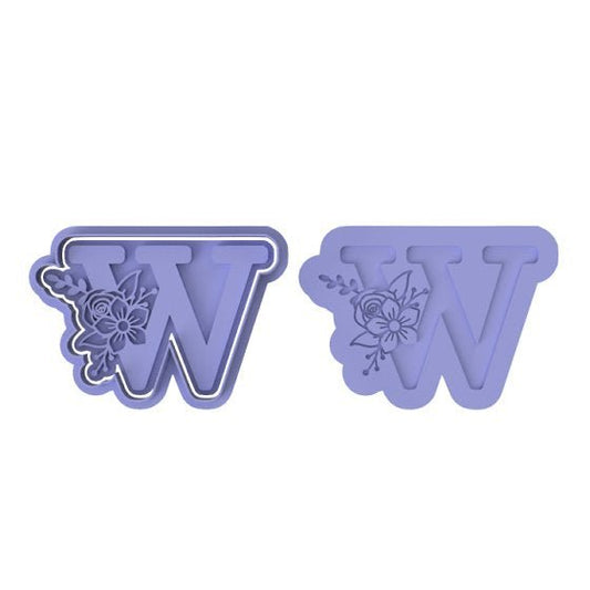Floral Letter W - Cutters and stamp - Chickadee