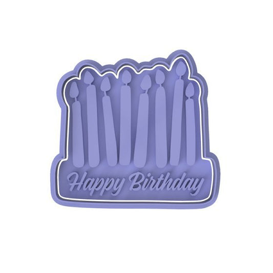 Happy Birthday with candles cutter and stamp - Chickadee