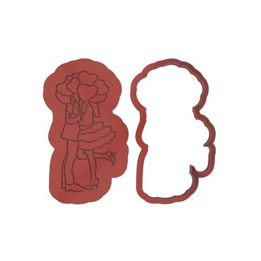 Lovers with Balloons Cutter and Debossed stamp - Chickadee