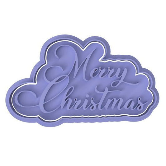 Merry Christmas Lettering cutter and stamp - Chickadee